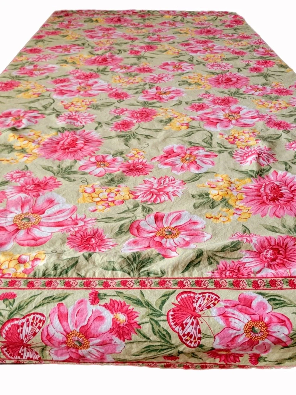 April Cornell Floral Tablecloth 100% Cotton 100